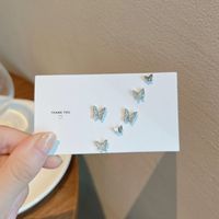 1 Set Simple Style Butterfly Alloy Inlay Zircon Women's Ear Studs sku image 1