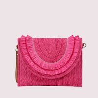 Khaki Rose Red Yellow Straw Solid Color Square Evening Bags sku image 2