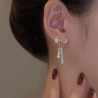 1 Pair Sweet Bow Knot Alloy Plating Artificial Gemstones Women's Drop Earrings main image 5