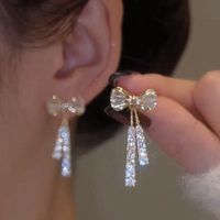 1 Pair Sweet Bow Knot Alloy Plating Artificial Gemstones Women's Drop Earrings main image 2