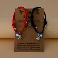 1 Pair Fashion Dinosaur Heart Shape Alloy Rope Luminous Knitting Plating Couple Bracelets main image 3