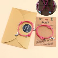 1 Pair Fashion Dinosaur Heart Shape Alloy Rope Luminous Knitting Plating Couple Bracelets main image 2