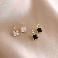 1 Pair Simple Style Square Alloy Plating Zircon Women's Earrings main image 1