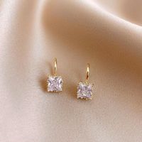 1 Pair Simple Style Square Alloy Plating Zircon Women's Earrings main image 3