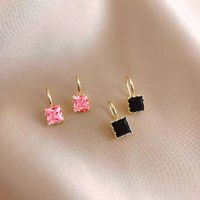 1 Pair Simple Style Square Alloy Plating Zircon Women's Earrings main image 2