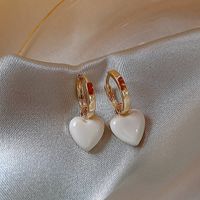 1 Pair Retro Square Heart Shape Metal Enamel Women's Drop Earrings sku image 1