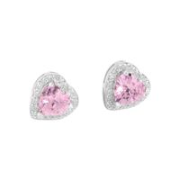 1 Paire Brillant Forme De Cœur Argent Sterling Placage Incruster Zircon Boucles D'oreilles sku image 1