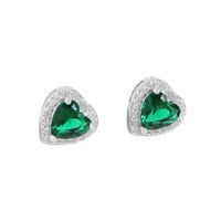 1 Pair Shiny Heart Shape Sterling Silver Plating Inlay Zircon Ear Studs sku image 2