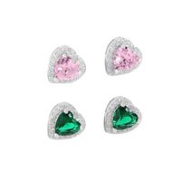 1 Pair Shiny Heart Shape Sterling Silver Plating Inlay Zircon Ear Studs main image 5