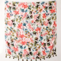 Women's Fashion Flower Voile Silk Scarves main image 4