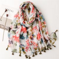 Femmes Mode Fleur Voile Foulards De Soie main image 6