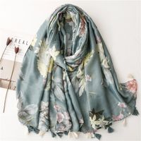 Women's Fashion Leaf Flower Polyester Silk Scarves sku image 1