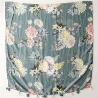 Femmes Mode Feuille Fleur Polyester Foulards De Soie main image 2