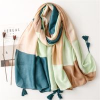 Women's Fashion Color Block Polyester Silk Scarves main image 6