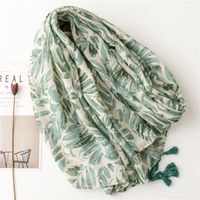 Women's Vacation Leaf Voile Silk Scarves main image 2