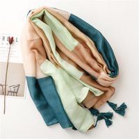 Women's Fashion Color Block Polyester Silk Scarves main image 2