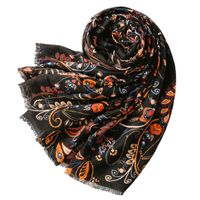 Women's Vintage Style Leaf Polyester Silk Scarves main image 2