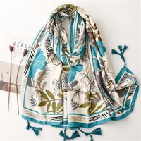 Women's Fashion Leaf Flower Polyester Silk Scarves main image 2
