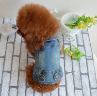 2019 Shell Pet Dog Dog Clothes Teddy Vip Bichon Pet Autumn And Winter Clothing Retro Scratch Pattern Personalized Denim Vest main image 5