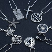 Hip-hop Cross Star Snake Stainless Steel Alloy Plating Pendant Necklace main image 1