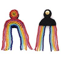 Ethnic Style Color Hand-beaded Tassel Long Earrings sku image 8