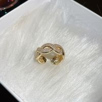 Modern Style Simple Style Geometric Flower Copper Artificial Pearls Zircon Open Ring In Bulk sku image 15