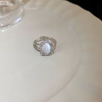 Lässig Einfacher Stil Herzform Kupfer Überzug Inlay Perle Zirkon Offener Ring sku image 7