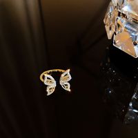 Fashion Heart Shape Flower Bow Knot Copper Zircon Open Ring In Bulk sku image 30