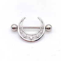 Fashion Leaf Star Wings Stainless Steel Inlaid Zircon Nipple Ring 1 Piece sku image 4