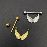 Fashion Leaf Star Wings Stainless Steel Inlaid Zircon Nipple Ring 1 Piece main image 5