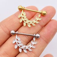 Fashion Leaf Star Wings Stainless Steel Inlaid Zircon Nipple Ring 1 Piece main image 3