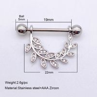 Fashion Leaf Star Wings Stainless Steel Inlaid Zircon Nipple Ring 1 Piece main image 4