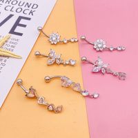 Streetwear Owl Crown Butterfly Stainless Steel Plating Inlay Zircon Belly Ring main image 5