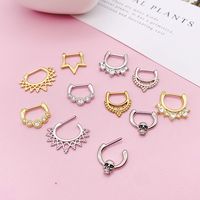 1 Piece Fashion Crown Skull Stainless Steel Plating Inlay Artificial Gemstones Nose Ring main image 2