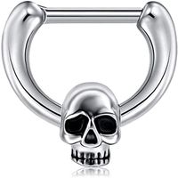 1 Piece Fashion Crown Skull Stainless Steel Plating Inlay Artificial Gemstones Nose Ring sku image 6
