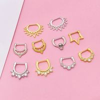1 Piece Fashion Crown Skull Stainless Steel Plating Inlay Artificial Gemstones Nose Ring main image 5