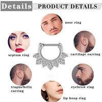 1 Piece Fashion Crown Skull Stainless Steel Plating Inlay Artificial Gemstones Nose Ring main image 3