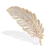 Simple Style Leaf Alloy Plating Artificial Rhinestones Unisex Brooches main image 1