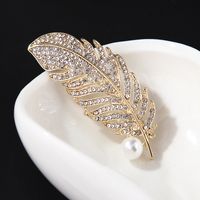 Simple Style Leaf Alloy Plating Artificial Rhinestones Unisex Brooches main image 6