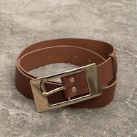 Fashion Solid Color Pu Leather Alloy Women's Leather Belts 1 Piece sku image 2