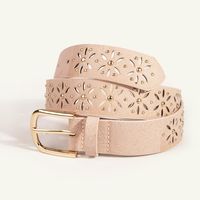 Fashion Flower Pu Leather Alloy Hollow Out Women's Leather Belts 1 Piece sku image 2