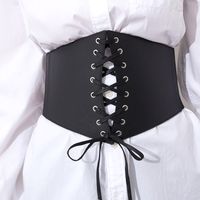 Simple Style Solid Color Flower Pu Leather Women's Corset Belts 1 Piece sku image 1