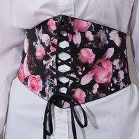 Simple Style Solid Color Flower Pu Leather Women's Corset Belts 1 Piece sku image 2