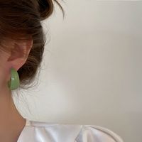 1 Pair Simple Style C Shape Geometric Solid Color Resin Ear Studs sku image 1