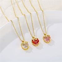 Stainless Steel Brass Fashion Plating Inlay Heart Shape Zircon Pendant Necklace main image 7