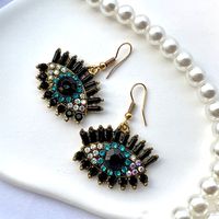 1 Pair Hip-hop Eye Alloy Three-dimensional Inlay Rhinestones Beads Women's Drop Earrings main image 4