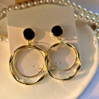 1 Pair Fashion Circle Alloy Plating Inlay Acrylic Gold Plated Women's Drop Earrings main image 3