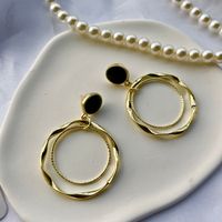 1 Pair Fashion Circle Alloy Plating Inlay Acrylic Gold Plated Women's Drop Earrings main image 2