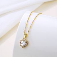 Fashion Water Droplets Heart Shape Snowflake Stainless Steel Inlay Zircon 18k Gold Plated Gold Plated Pendant Necklace sku image 3