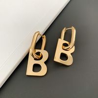 1 Pair Exaggerated Letter Titanium Steel Plating Drop Earrings main image 5